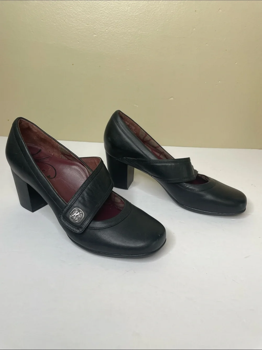 OBEO B.I.O. System Black Leather OPHELIA Mary Jane Block Heel Pump Shoes 7N
